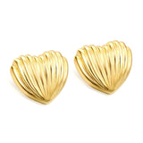 Surface more vertical stripes in the shape of a love heart stud earrings