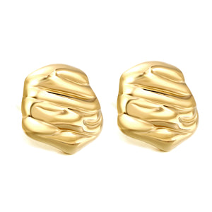 Textured shaped stud earrings 23*22mm gold color