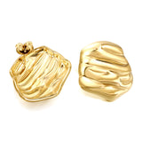 Textured shaped stud earrings 23*22mm gold color