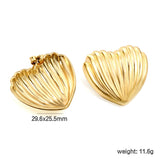 Surface more vertical stripes in the shape of a love heart stud earrings