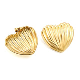 Surface more vertical stripes in the shape of a love heart stud earrings