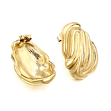 Shaped Textured Stud Earrings 21.5*29.5mm Goldtone