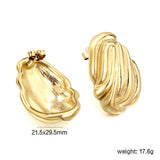 Shaped Textured Stud Earrings 21.5*29.5mm Goldtone