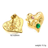 Crooked Heart Mixed Color Diamond Earrings 19.7*20mm Gold Color