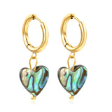 2.5*12.2mm inner diameter circle+12.2*11.5mm heart-shaped abalone shell earrings Gold color