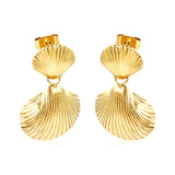 11.3*10.8mm Small Shell+17.6mm Large Shell Stud Earrings Gold Color