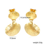 11.3*10.8mm Small Shell+17.6mm Large Shell Stud Earrings Gold Color