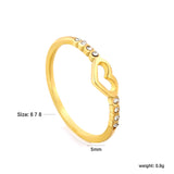 Stainless steel with zirconium glossy love ring plated 18k gold vintage heart shaped hand jewelry love ring wholesale