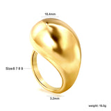 18K Gold Stainless Steel Exaggerated and Minimalist Fusion Style Ring