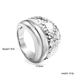 PVD plating process 18k gold stainless steel double layer hammered glossy ring stainless steel ring