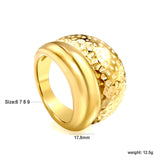 PVD plating process 18k gold stainless steel double layer hammered glossy ring stainless steel ring