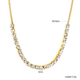 26pcs 3mm round white diamonds bunch necklace 1.2mm*74cm gold color