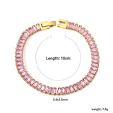 5.6*2.5mm rectangle white/black/purple/blue/pink diamonds clasp bracelet 18cm steel & gold color