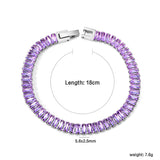 5.6*2.5mm rectangle white/black/purple/blue/pink diamonds clasp bracelet 18cm steel & gold color