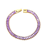 5.6*2.5mm rectangle white/black/purple/blue/pink diamonds clasp bracelet 18cm steel & gold color