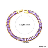 5.6*2.5mm rectangle white/black/purple/blue/pink diamonds clasp bracelet 18cm steel & gold color