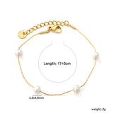 4pcs 5.8*4.6mm Freshwater Jane + Bead Chain Bracelet 17+3cm Golden