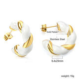 C Shape Twist Drip Earrings 6.4*23mm