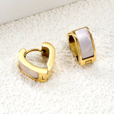 Heart shaped with white shell earrings 2.2*width 6.7*height 14mm steel color & gold color