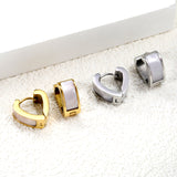 Heart shaped with white shell earrings 2.2*width 6.7*height 14mm steel color & gold color