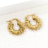 Circle earrings with pattern earrings 3.6*7.4*23.3mm gold color