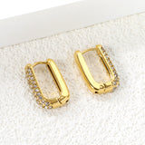 U-shaped earrings with white diamonds 12.7*20mm gold color