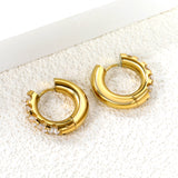 Round with 5 round white diamonds/mixed diamonds ear clips 5*21.6mm gold color