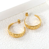 C-shaped earrings with bulging face 7.5*25mm gold color