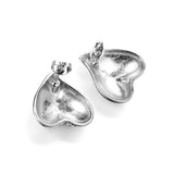 Inverted Peach Heart Pitted Face Earrings 19.7*21mm