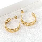 C-shaped hollow heart earrings1.4*width 8*height 25mm gold color