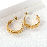 C-shaped leaf earrings 1.8*W9*H26.4mm gold color