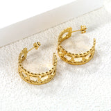 C-shaped hollow pattern earrings thickness 1.4*width 11.2*height 25mm gold color