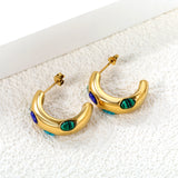 Semi-circle with 4 mixed color turquoise earrings 4*7.4*22.2mm gold color