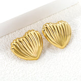 Surface more vertical stripes in the shape of a love heart stud earrings