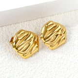 Textured shaped stud earrings 23*22mm gold color