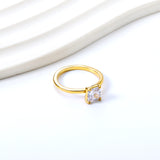 Thin Band & Large Square Clear Diamond Ring