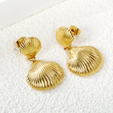 11.3*10.8mm Small Shell+17.6mm Large Shell Stud Earrings Gold Color