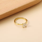 Thin Band & Large Square Clear Diamond Ring