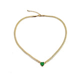 Sophisticated Gold - Chain Necklace with Emerald - like Pendant - Customize only