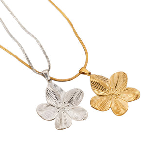 Dainty Silver - toned Flower - shaped Pendant Layered Necklaces - Customize only