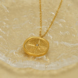 Stylish Gold - Plated Sunburst - design Pendant Necklace - Customize only