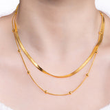 Elegant Layered Gold - toned Beaded and Link Necklaces - Customize only