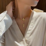 Stylish Gold - toned Knot - and - Bar Pendant Necklace - Customize only