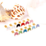 12 pairs steel/golden moon shaped ombre screwback stud earrings