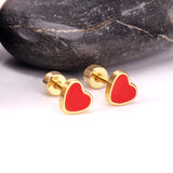 12 pairs 6.5mm*5.5mm Steel / Goldtone Heart Mixed Color Screwback Stud Earrings