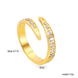 New PVD 18K gold plated with white diamonds open ring