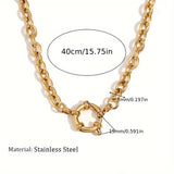 Chic Stainless - Steel Gold - Plated Link Necklace with Heart - shaped Clasp - Customize only