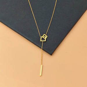 Stylish Gold - toned Knot - and - Bar Pendant Necklace - Customize only