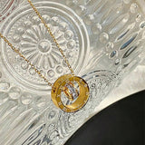 Elegant Gold - Plated Interlocking Ring Pendant Necklace - Customize only