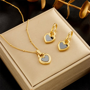 Charming Gold - toned Heart - pendant Necklace and Earring Set - Customize only